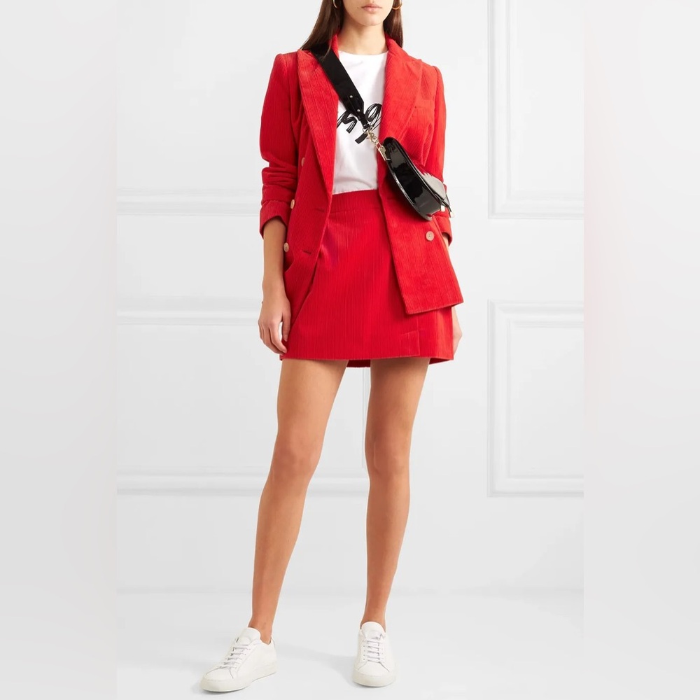 NWT BELLA FREUD Alexa Cotton-corduroy Mini Skirt In 
Red